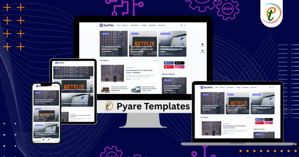 SeoFlex Blogger Template homepage showcasing flexible grid and SEO features.
