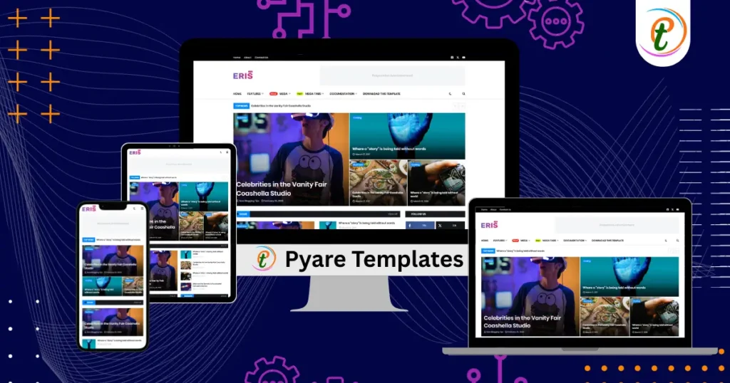 Eris Blogger Template preview showcasing a sleek news-style layout with featured slider and sidebar widgets