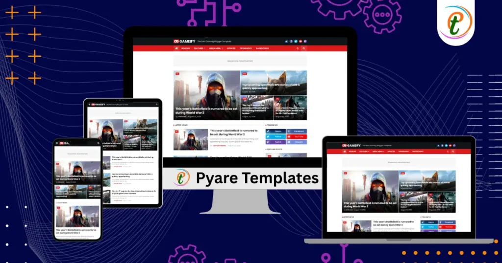 Gameify Blogger Template with dark mode, mega menus, and responsive design