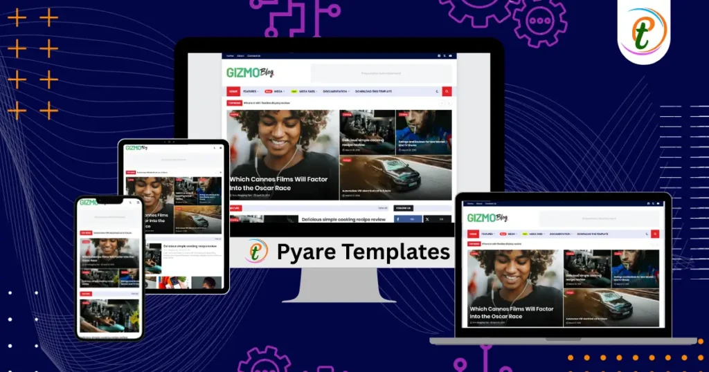 Gizmo Blog template showing a clean, newspaper-style tech layout