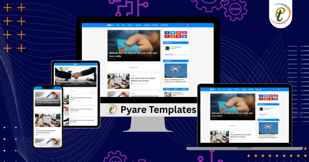 Msify Responsive Blogger Template preview with sidebar tabs and clean layout