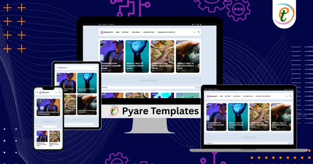 Renzzy Blogger Template preview showing elegant fashion magazine layout