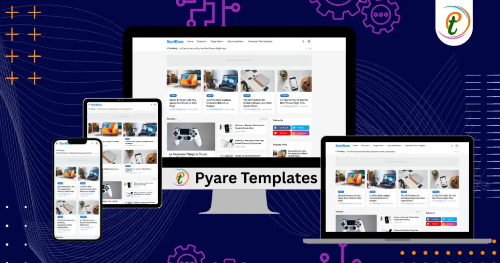 SpotBuzz responsive Blogger template screenshot with dark mode