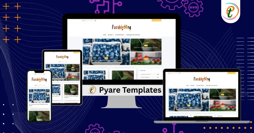 Fooddy Blogger Template food blog layout